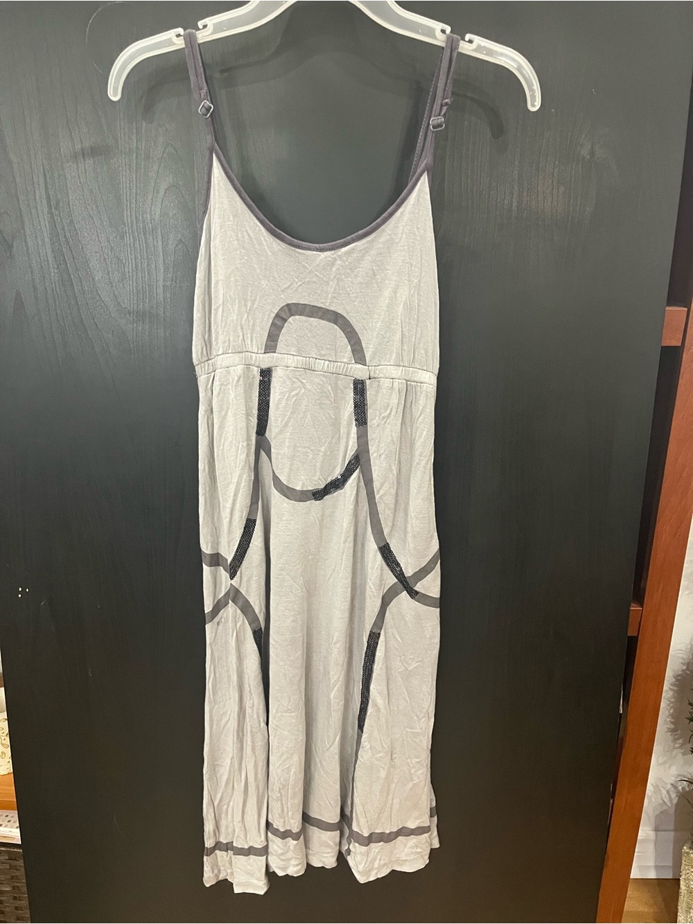 BLEND Light Gray Sundress with Dark Gray Trim and Graphic Lines